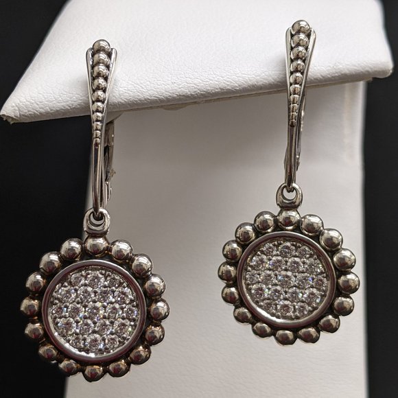 LAGOS Small Caviar Circle Diamond Drop Earrings - Picture 5 of 6